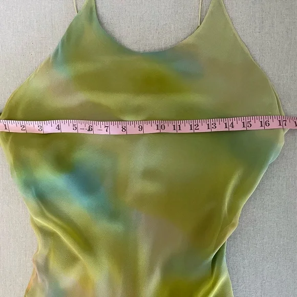 Sleeveless sexy Green Tie-Dye Slip Dress fairy festival - Picture 9 of 11